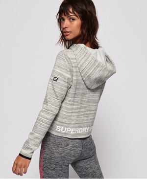 Superdry SD Sport Gym Tech Luxe Crop Női Kapucnis Pulóver Szürke | PIHYF2580